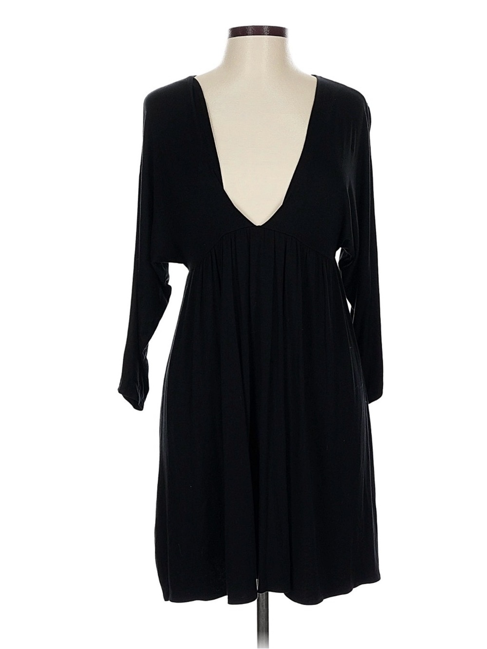 LC Lauren Conrad Black Deep V-Neck Long Sleeve Dress